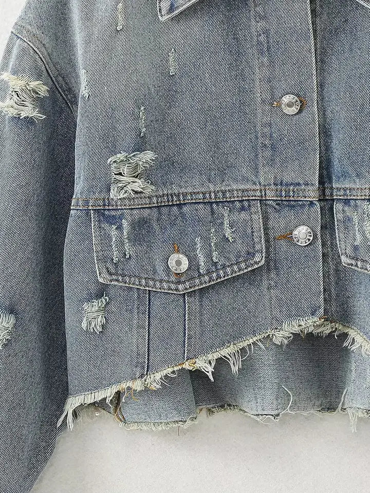 Snay Crop Denim Jacket