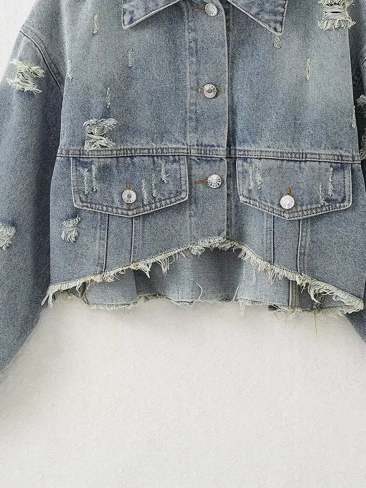 Snay Crop Denim Jacket